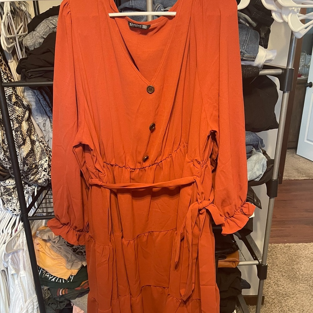 Rust color Bloom chic dress worn once 3x EUC knee length